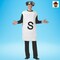 Salt Shaker Costume Funny White Tunic with S Print Headpiece Adult Halloween Party Outfit